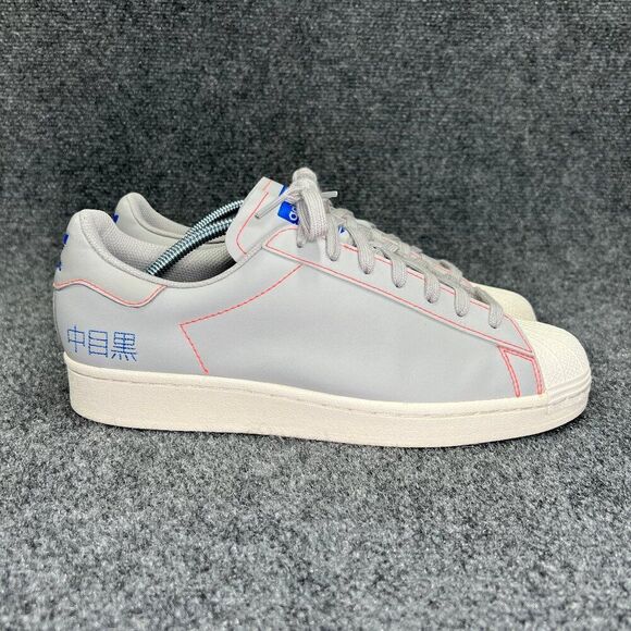 Adidas Superstar Pure Sneakers Men's 10‎ Grey Chalk Embroidered Katakana Shoes - Picture 1 of 13